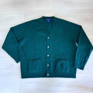 Club Room Vintage 100% Lambs Wool V-Neck Cardigan Sweater w Pockets Men’s XL
